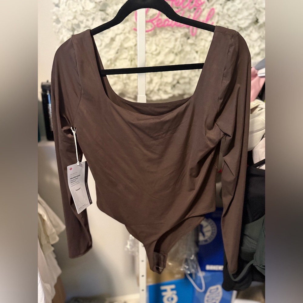 lululemon Espresso Nulu Square-Neck Long Sleeve Bodysuit - Picture 3 of 4